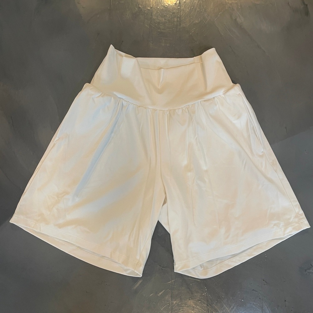Halara White High Waisted Flowy 2-in-1 Athletic Shorts with Liner M Relaxed Fit